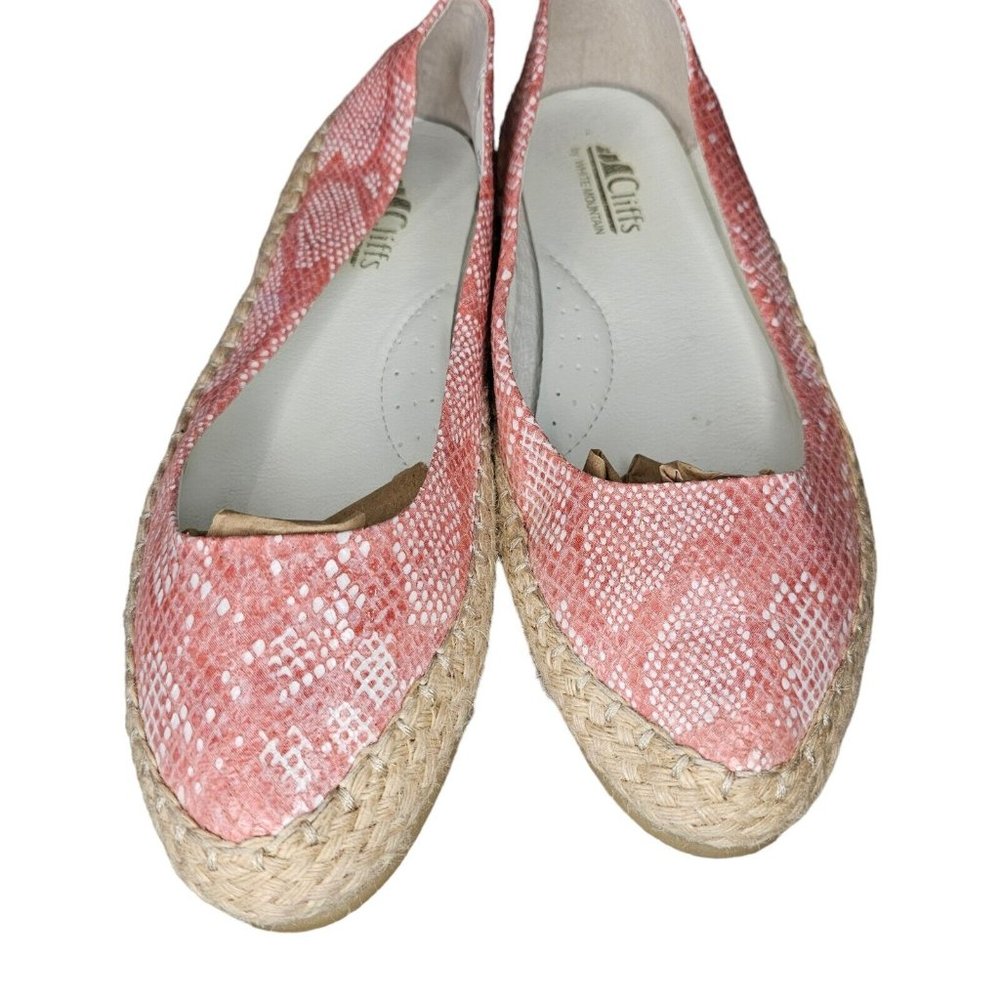 Cliffs White Mountain Size 8 Pink Reptile Print Espadrille Flats Shoed Python